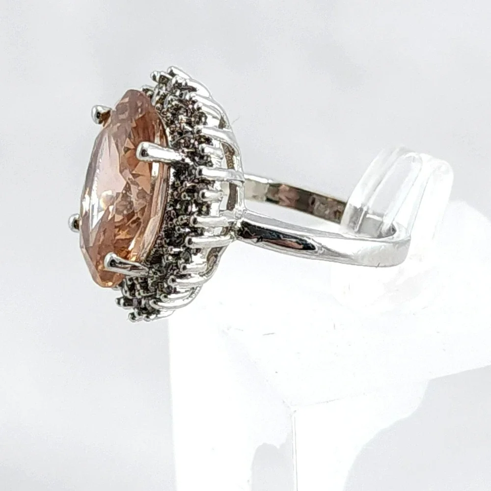 Vintage Sterling .925 Topaz Lab Created Statement Ring Size 6.75
